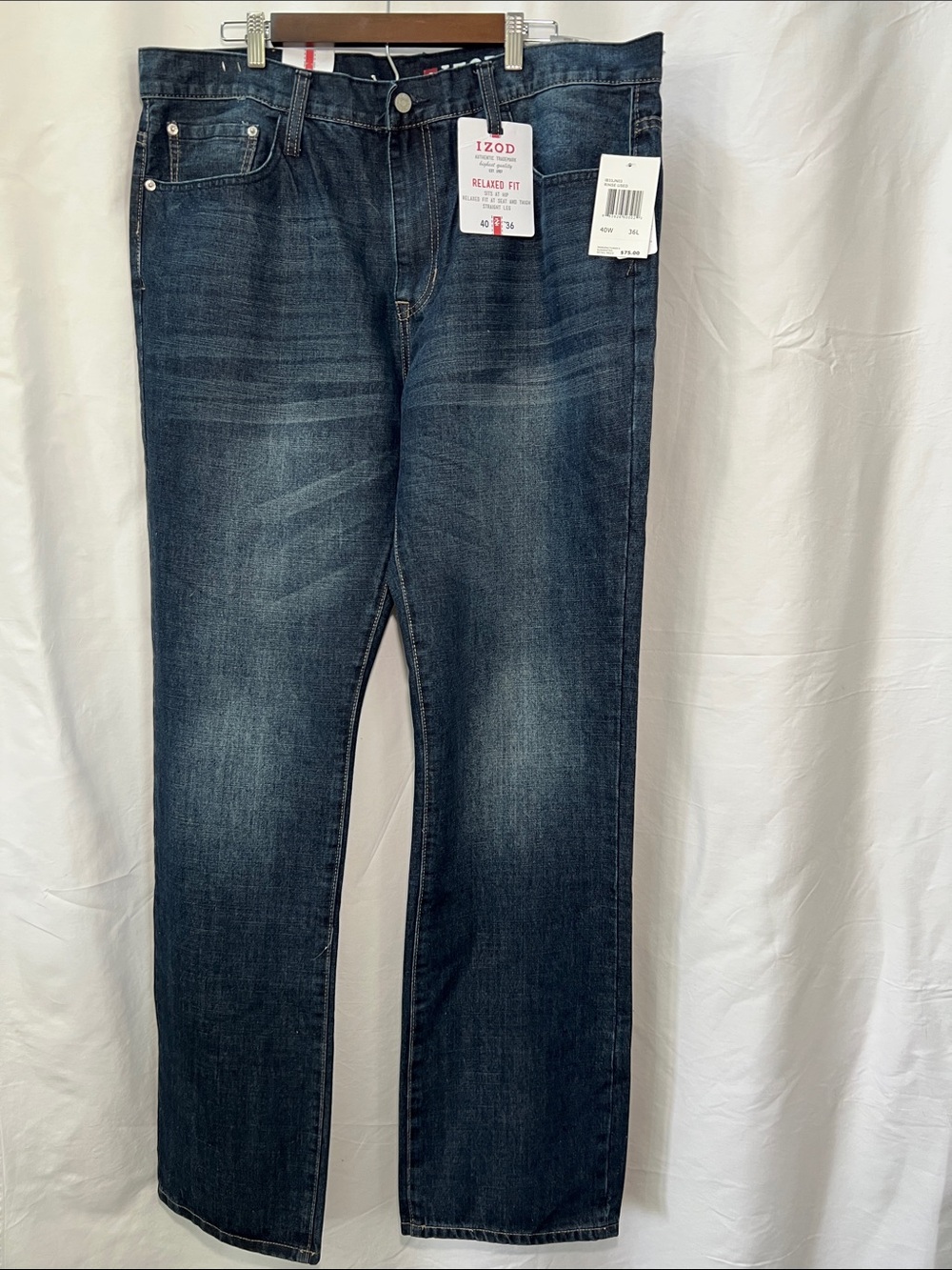 IZOD Men’s Relaxed Fit Dark Blue Jeans 40x36